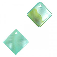 Shell charm round 8mm square 12-14mm Neo mint green
